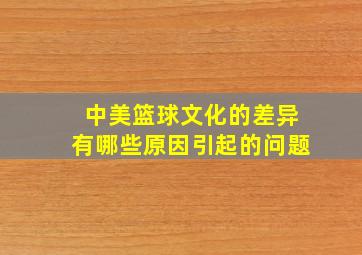 中美篮球文化的差异有哪些原因引起的问题