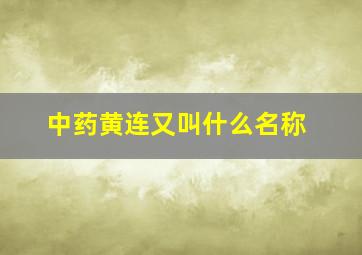 中药黄连又叫什么名称