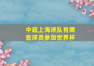 中超上海球队有哪些球员参加世界杯