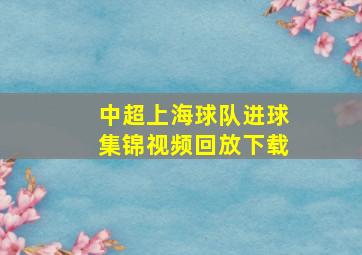 中超上海球队进球集锦视频回放下载