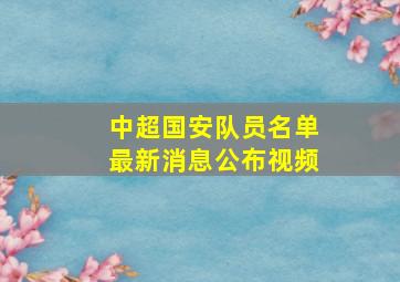 中超国安队员名单最新消息公布视频