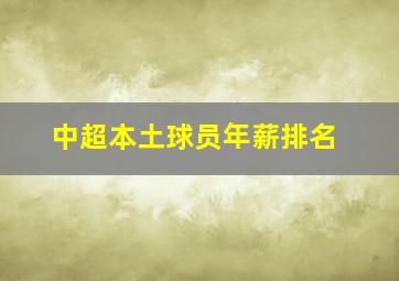 中超本土球员年薪排名