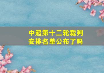 中超第十二轮裁判安排名单公布了吗