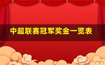 中超联赛冠军奖金一览表