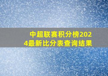 中超联赛积分榜2024最新比分表查询结果