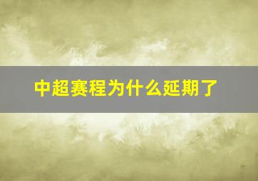 中超赛程为什么延期了