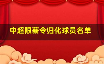 中超限薪令归化球员名单