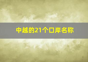 中越的21个口岸名称