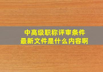 中高级职称评审条件最新文件是什么内容啊