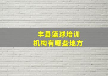 丰县篮球培训机构有哪些地方