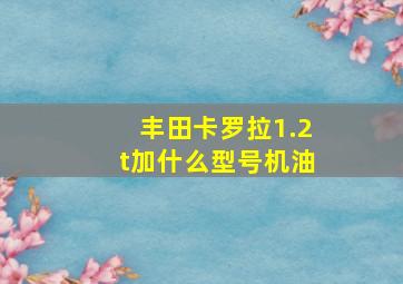 丰田卡罗拉1.2t加什么型号机油