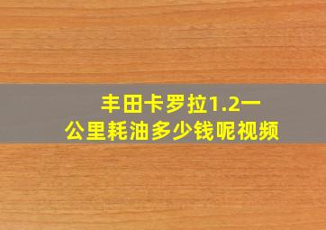 丰田卡罗拉1.2一公里耗油多少钱呢视频