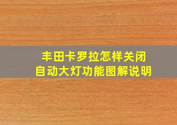 丰田卡罗拉怎样关闭自动大灯功能图解说明