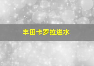 丰田卡罗拉进水