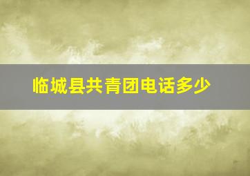 临城县共青团电话多少