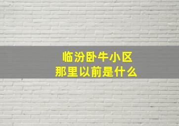 临汾卧牛小区那里以前是什么