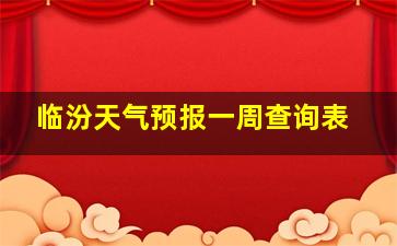 临汾天气预报一周查询表