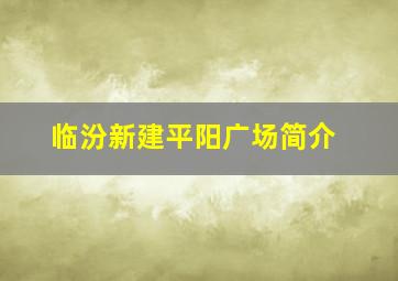 临汾新建平阳广场简介