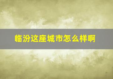 临汾这座城市怎么样啊