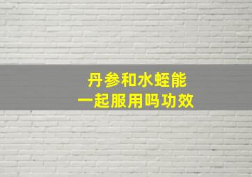 丹参和水蛭能一起服用吗功效