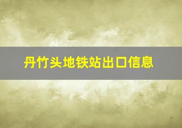 丹竹头地铁站出口信息