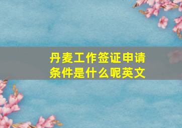 丹麦工作签证申请条件是什么呢英文