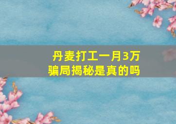 丹麦打工一月3万骗局揭秘是真的吗