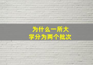 为什么一所大学分为两个批次