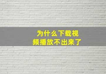 为什么下载视频播放不出来了