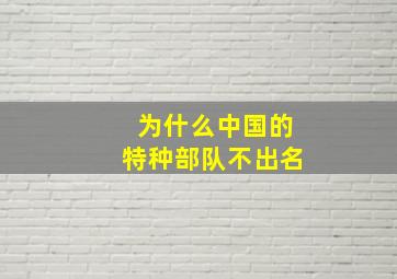 为什么中国的特种部队不出名