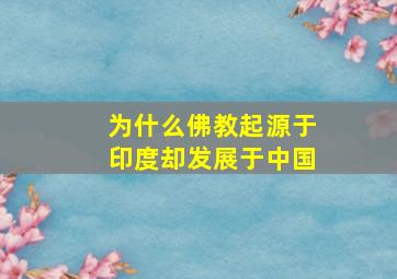 为什么佛教起源于印度却发展于中国