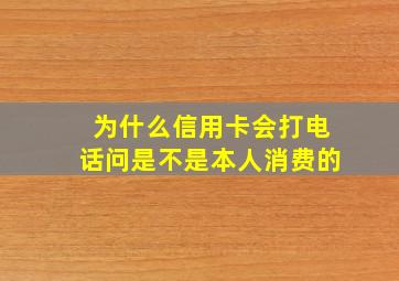 为什么信用卡会打电话问是不是本人消费的