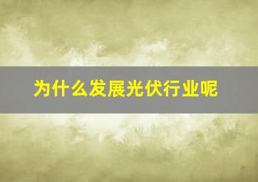 为什么发展光伏行业呢