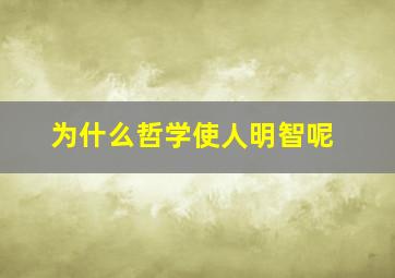 为什么哲学使人明智呢