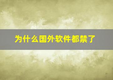 为什么国外软件都禁了