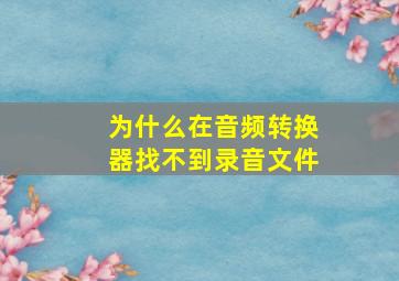 为什么在音频转换器找不到录音文件