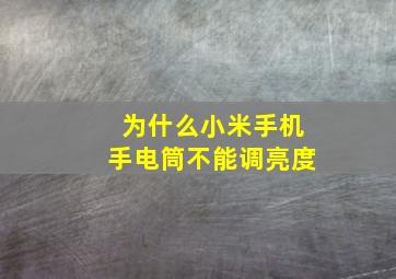 为什么小米手机手电筒不能调亮度