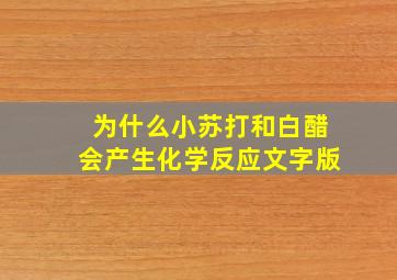 为什么小苏打和白醋会产生化学反应文字版