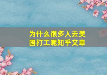 为什么很多人去美国打工呢知乎文章