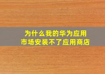 为什么我的华为应用市场安装不了应用商店