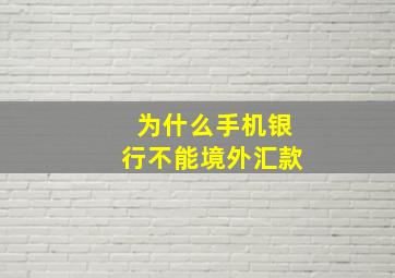 为什么手机银行不能境外汇款