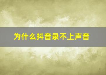 为什么抖音录不上声音