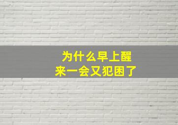 为什么早上醒来一会又犯困了