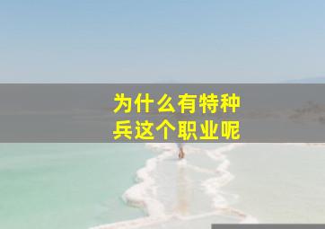 为什么有特种兵这个职业呢