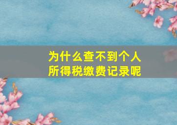 为什么查不到个人所得税缴费记录呢