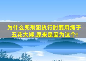 为什么死刑犯执行时要用绳子五花大绑,原来是因为这个!