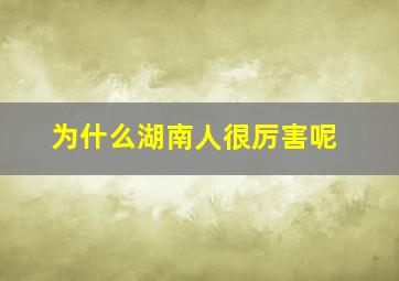 为什么湖南人很厉害呢