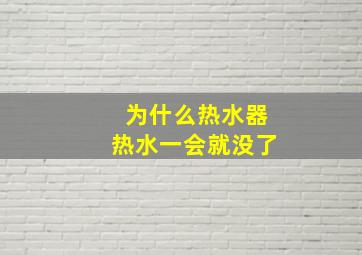 为什么热水器热水一会就没了