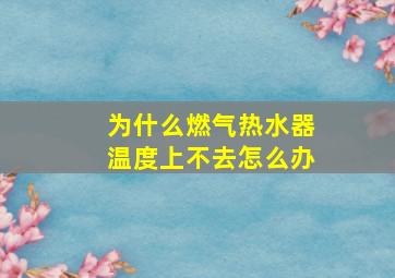 为什么燃气热水器温度上不去怎么办