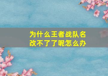 为什么王者战队名改不了了呢怎么办